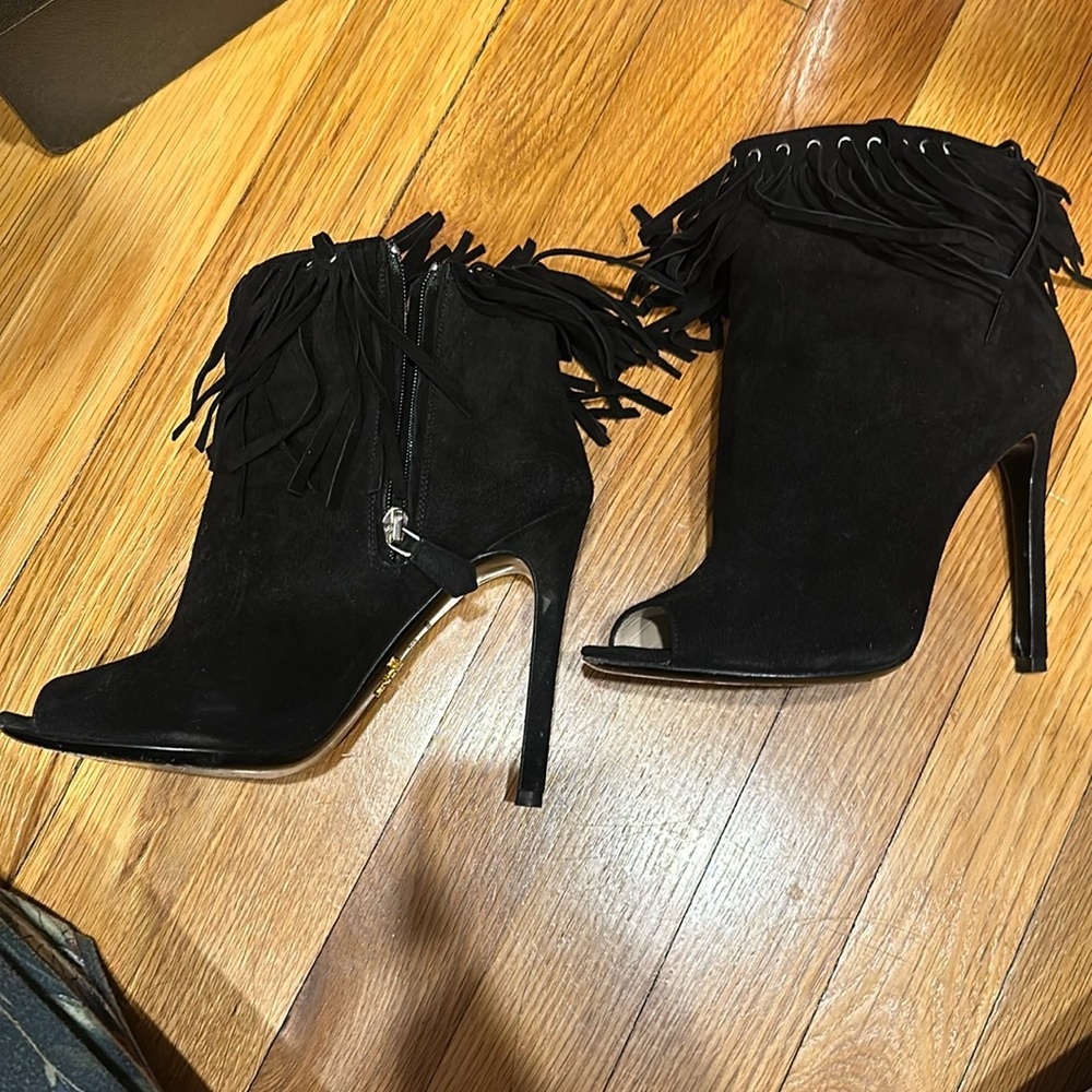 Prada suede booties open toe size 36.5